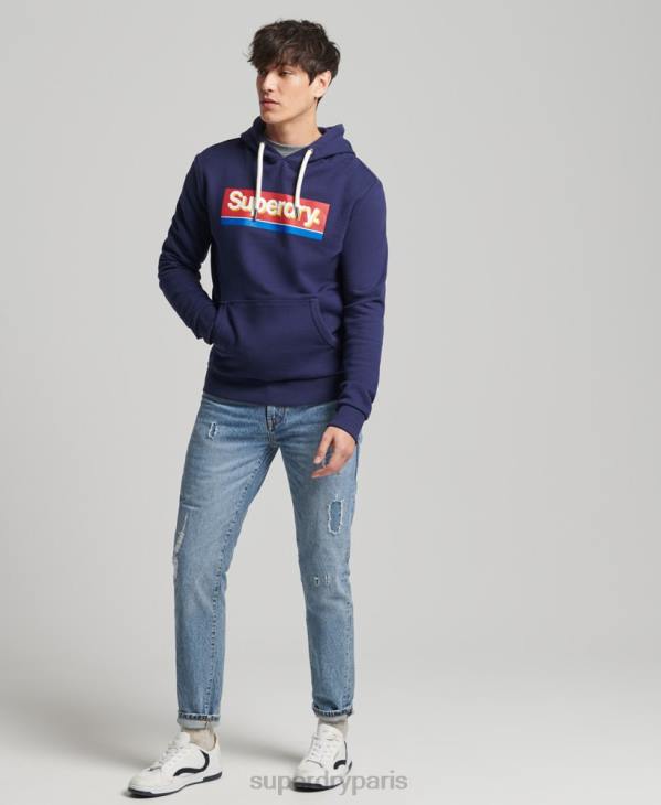 Superdry Hommes sweat à capuche saisonnier à logo vintage core D64Z883 vêtements marine