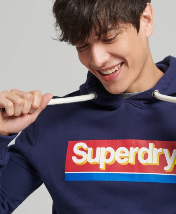 Superdry Hommes sweat à capuche saisonnier à logo vintage core D64Z883 vêtements marine