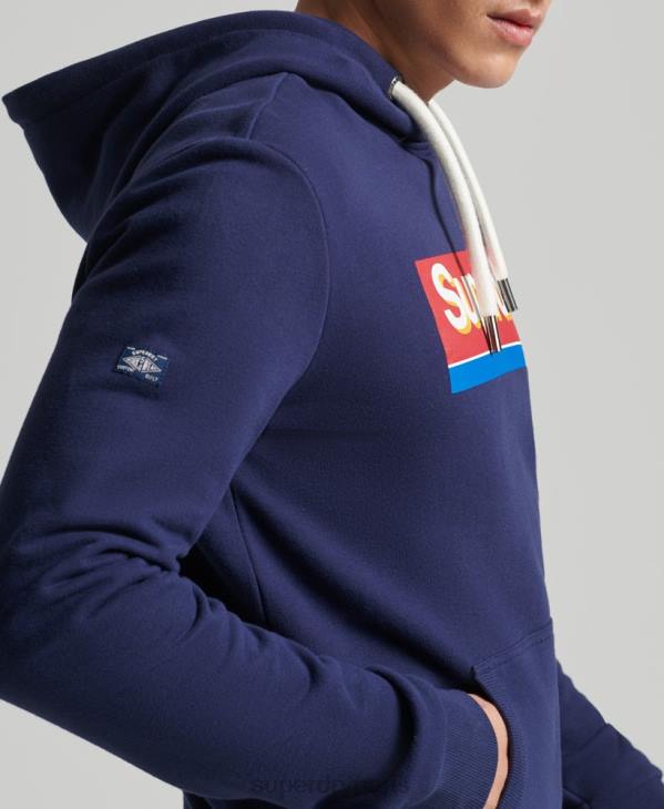 Superdry Hommes sweat à capuche saisonnier à logo vintage core D64Z883 vêtements marine