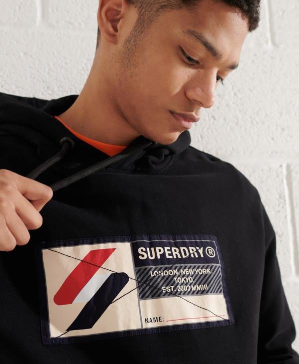 Superdry Hommes sweat à capuche sport jock tag D64Z5060 vêtements noir