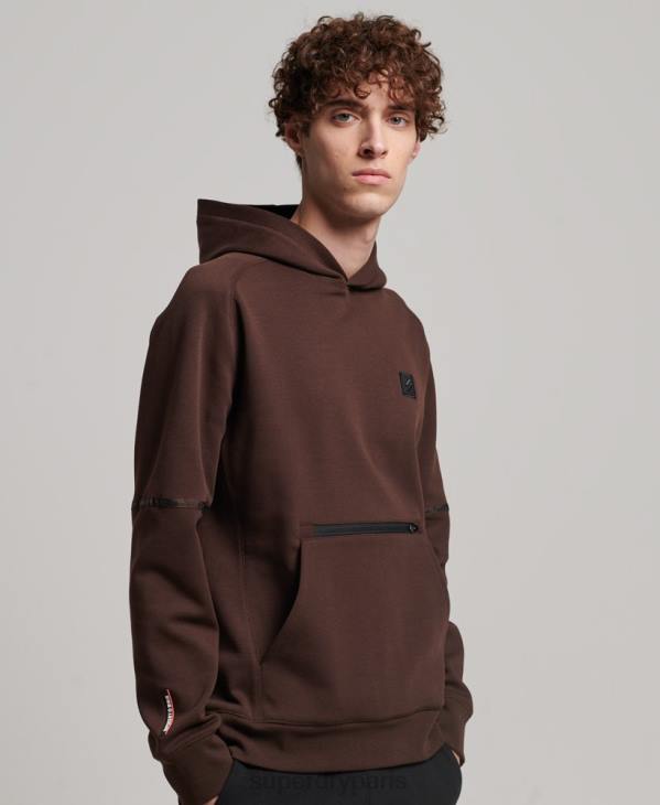 Superdry Hommes sweat à capuche technique D64Z648 vêtements brun
