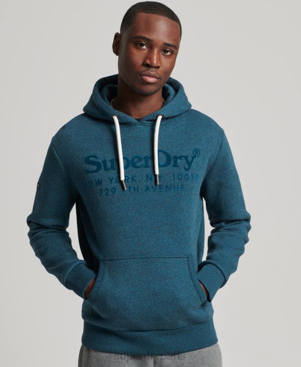 Superdry Hommes sweat à capuche ton sur ton D64Z862 vêtements bleu