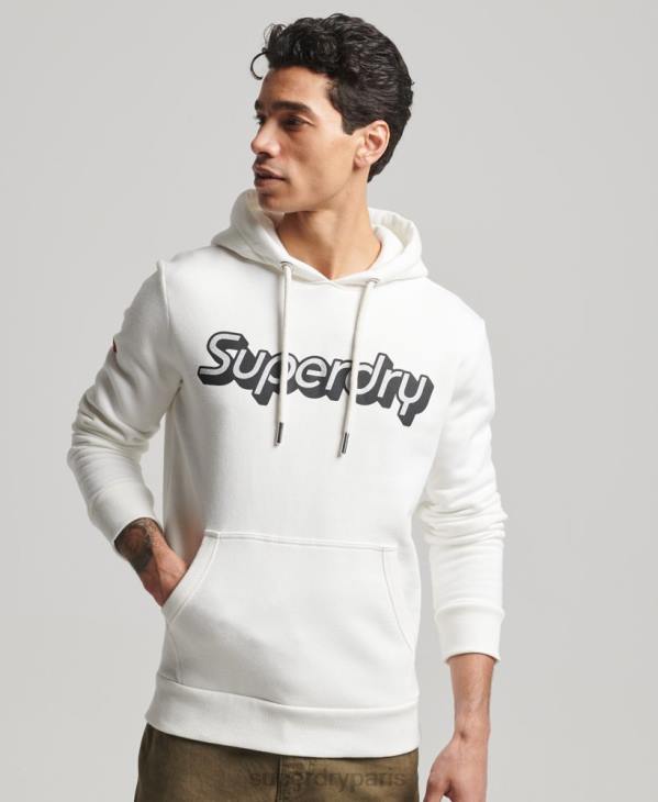 Superdry Hommes sweat à capuche trading co D64Z804 vêtements blanc