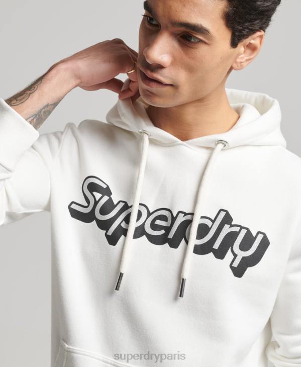 Superdry Hommes sweat à capuche trading co D64Z804 vêtements blanc