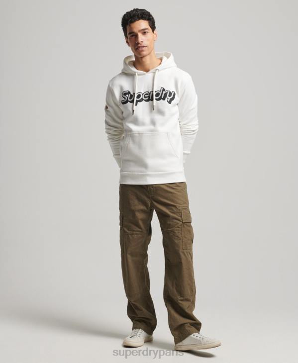 Superdry Hommes sweat à capuche trading co D64Z804 vêtements blanc