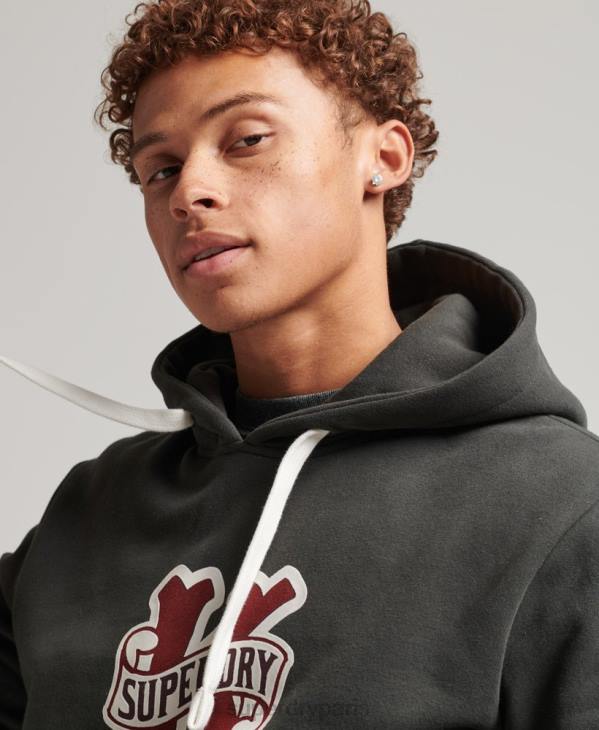 Superdry Hommes sweat à capuche universitaire D64Z5089 vêtements gris foncé