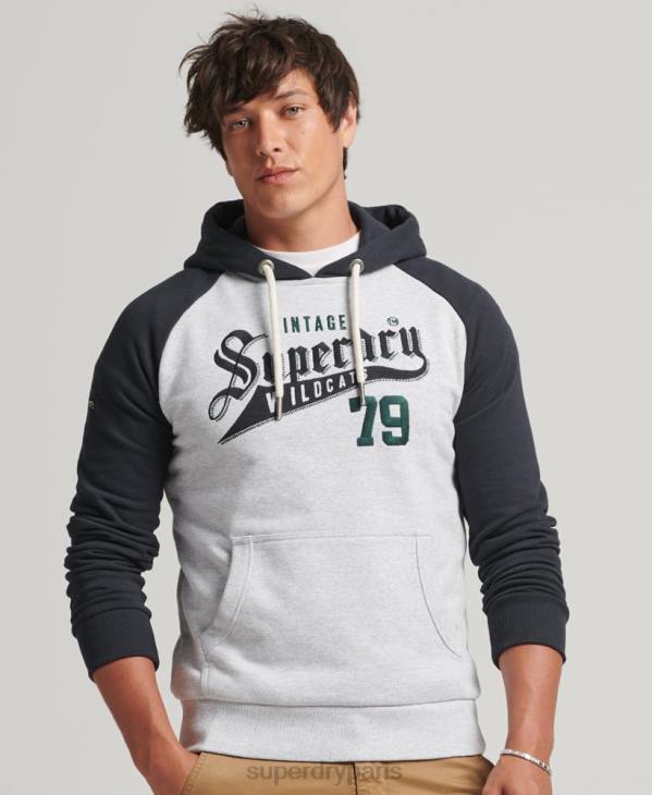 Superdry Hommes sweat à capuche universitaire scénarisé D64Z851 vêtements gris