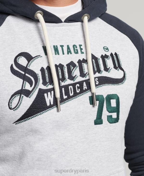 Superdry Hommes sweat à capuche universitaire scénarisé D64Z851 vêtements gris