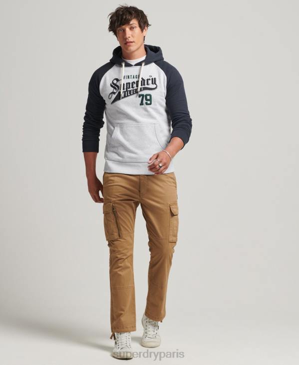 Superdry Hommes sweat à capuche universitaire scénarisé D64Z851 vêtements gris