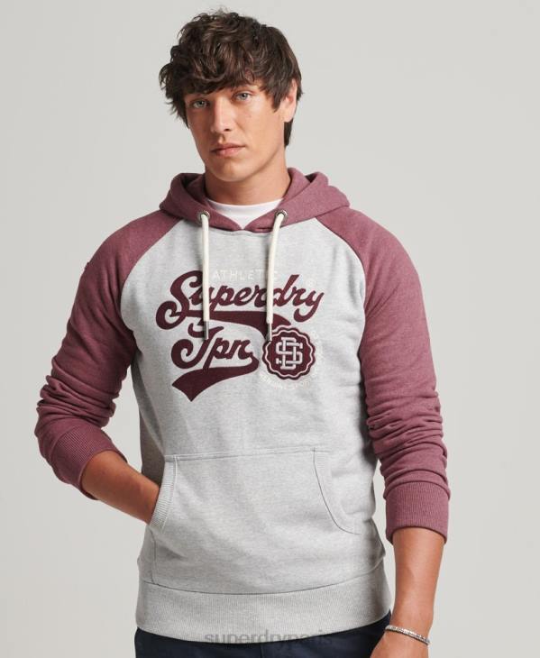 Superdry Hommes sweat à capuche universitaire scénarisé D64Z880 vêtements gris