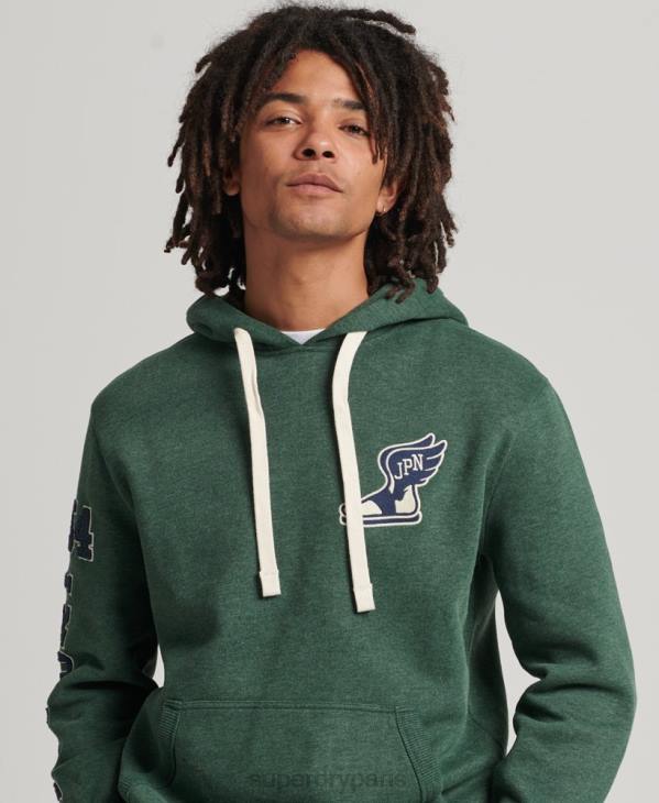 Superdry Hommes sweat à capuche universitaire style script vintage D64Z5164 vêtements vert