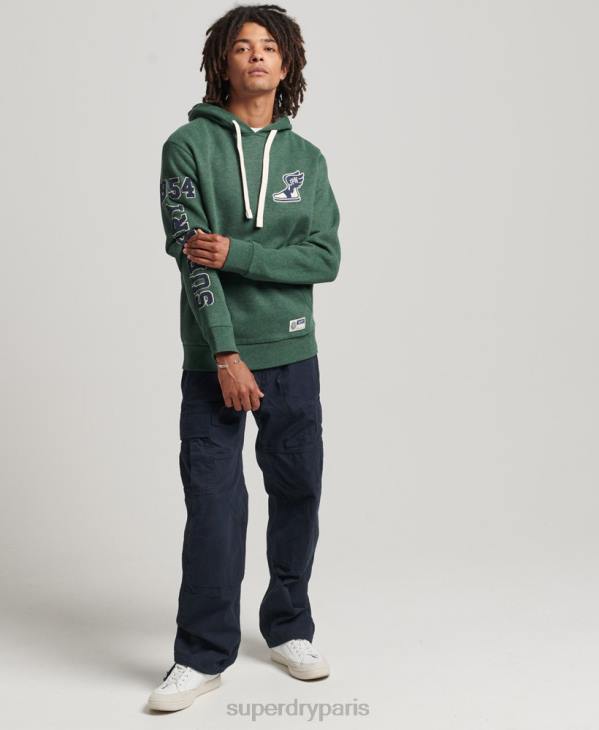 Superdry Hommes sweat à capuche universitaire style script vintage D64Z5164 vêtements vert