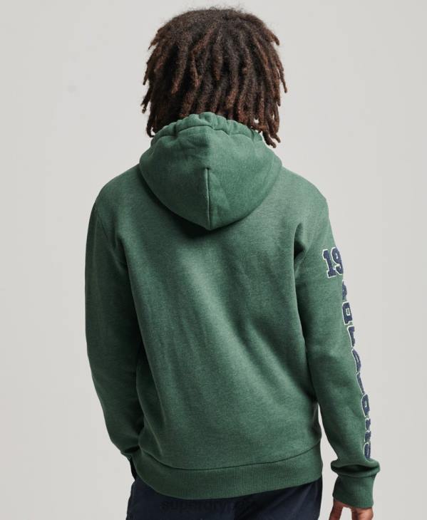 Superdry Hommes sweat à capuche universitaire style script vintage D64Z5164 vêtements vert