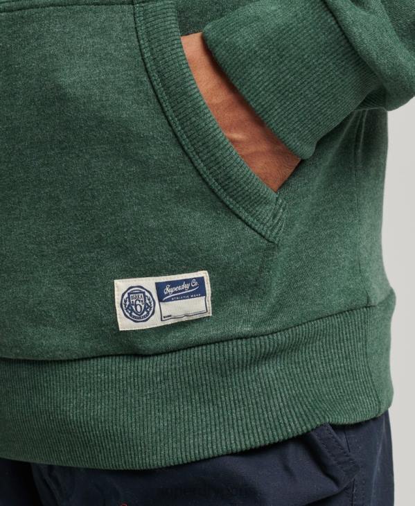 Superdry Hommes sweat à capuche universitaire style script vintage D64Z5164 vêtements vert