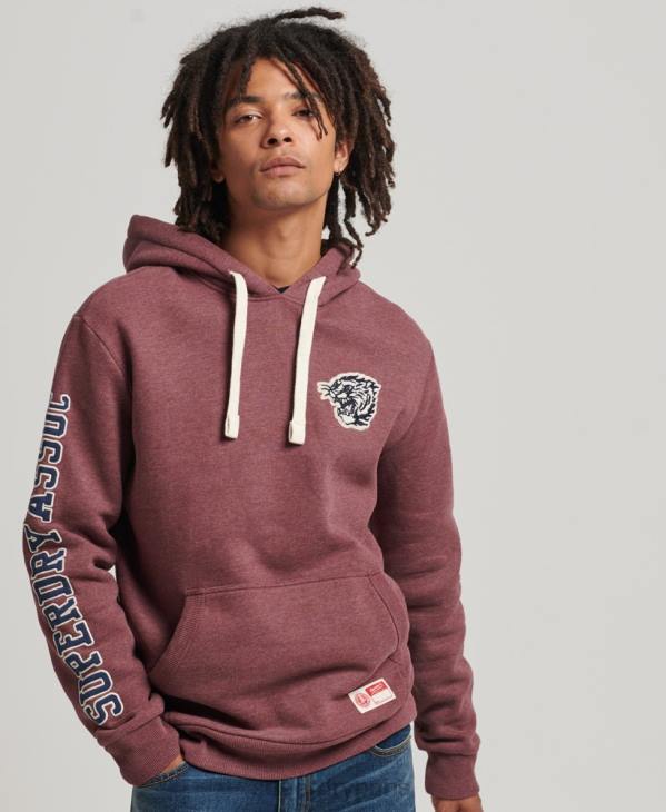 Superdry Hommes sweat à capuche universitaire style script vintage D64Z5167 vêtements rouge