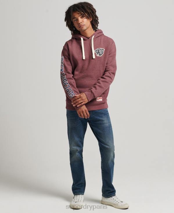 Superdry Hommes sweat à capuche universitaire style script vintage D64Z5167 vêtements rouge