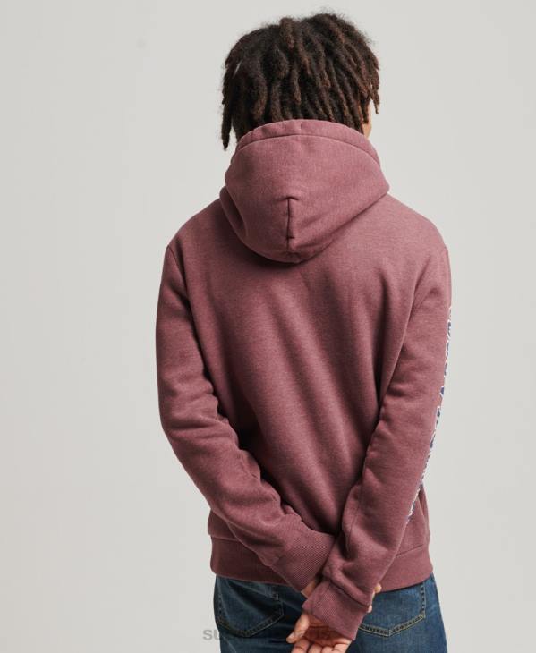 Superdry Hommes sweat à capuche universitaire style script vintage D64Z5167 vêtements rouge