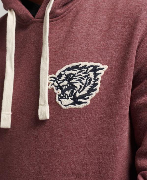 Superdry Hommes sweat à capuche universitaire style script vintage D64Z5167 vêtements rouge