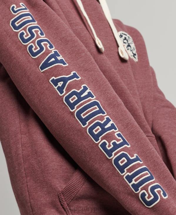 Superdry Hommes sweat à capuche universitaire style script vintage D64Z5167 vêtements rouge