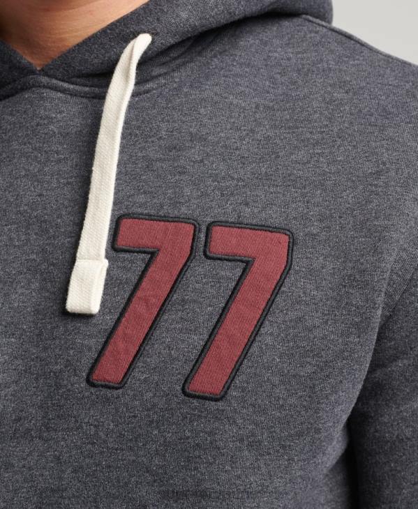 Superdry Hommes sweat à capuche universitaire style script vintage D64Z5200 vêtements gris foncé
