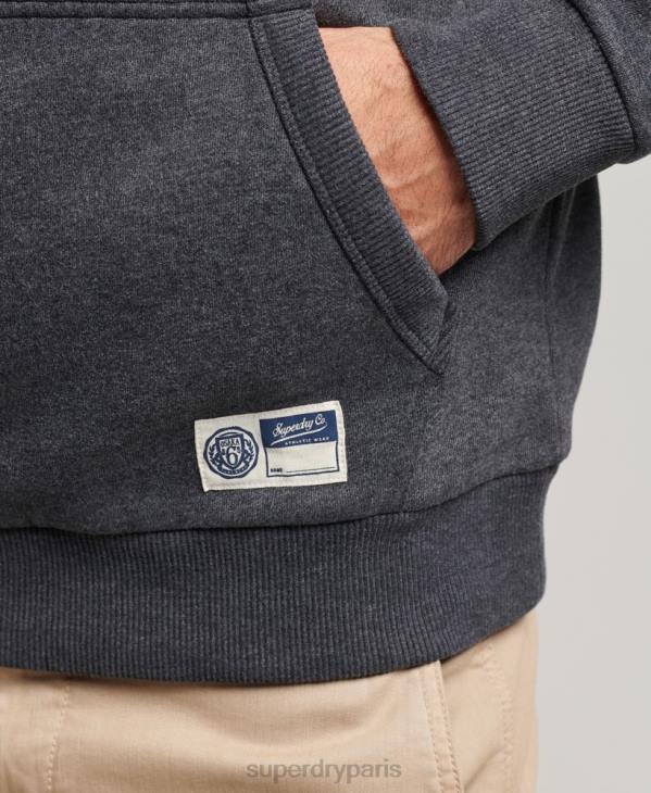 Superdry Hommes sweat à capuche universitaire style script vintage D64Z5200 vêtements gris foncé
