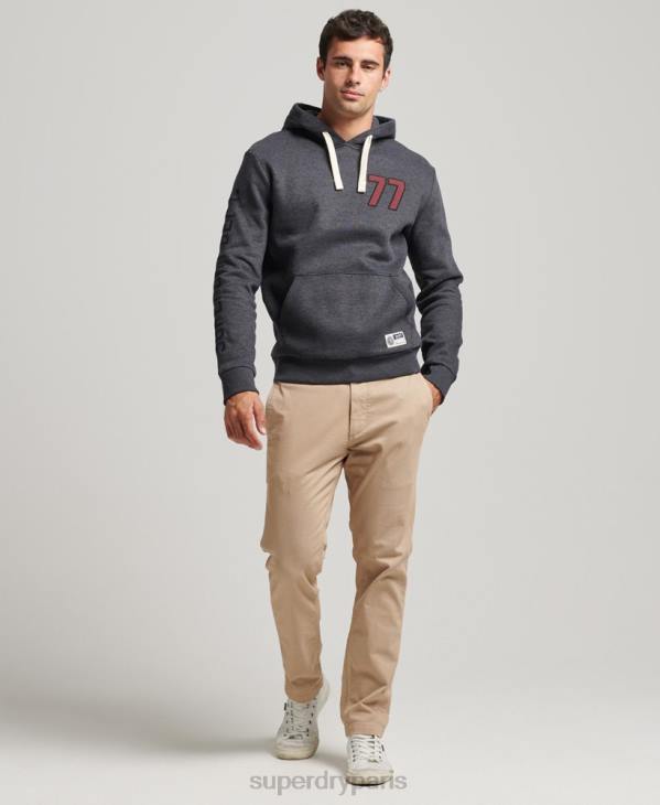 Superdry Hommes sweat à capuche universitaire style script vintage D64Z5200 vêtements gris foncé