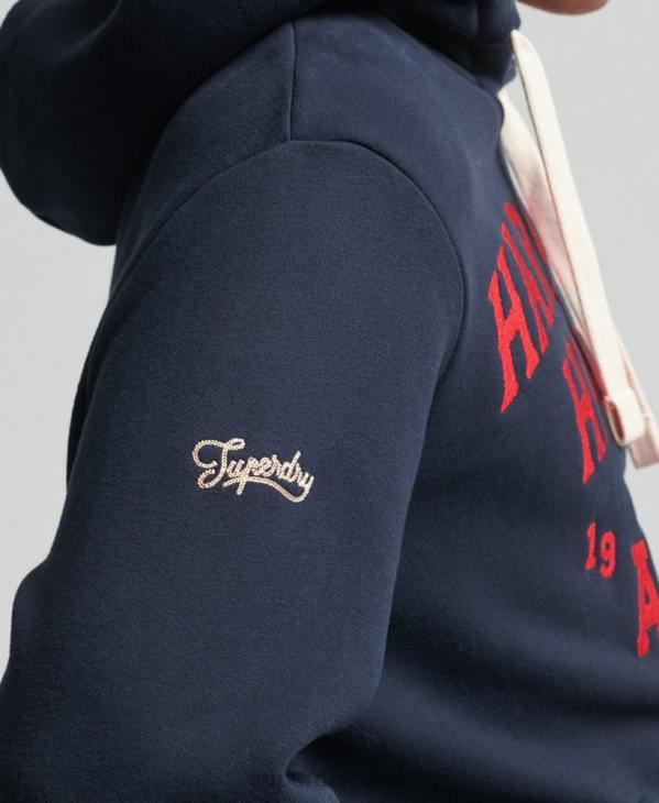 Superdry Hommes sweat à capuche universitaire vintage D64Z801 vêtements marine