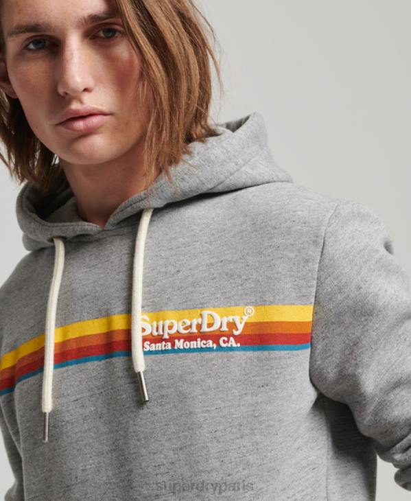 Superdry Hommes sweat à capuche vintage D64Z505 vêtements gris