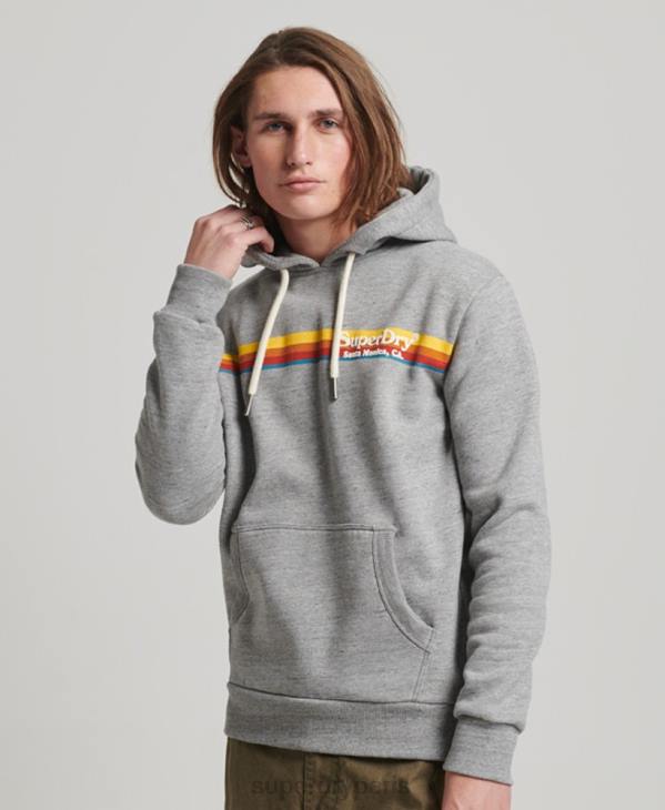 Superdry Hommes sweat à capuche vintage D64Z505 vêtements gris