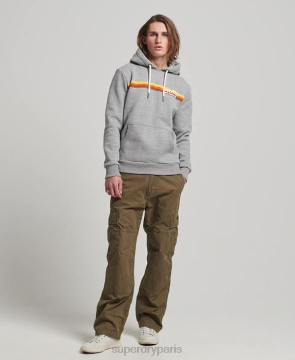 Superdry Hommes sweat à capuche vintage D64Z505 vêtements gris
