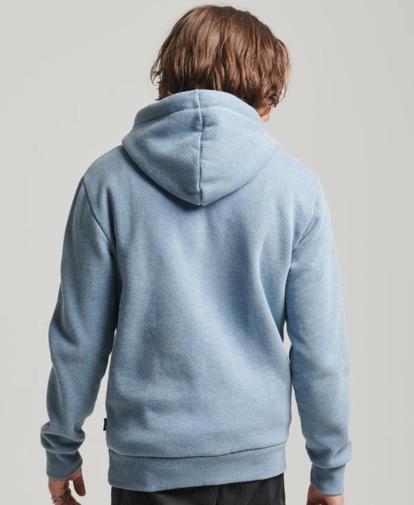 Superdry Hommes sweat à capuche vintage D64Z735 vêtements bleu clair