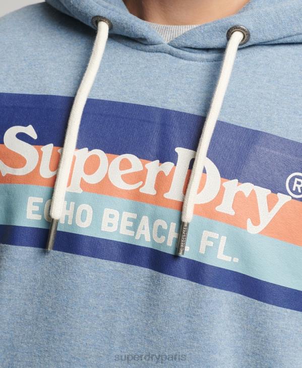 Superdry Hommes sweat à capuche vintage D64Z735 vêtements bleu clair