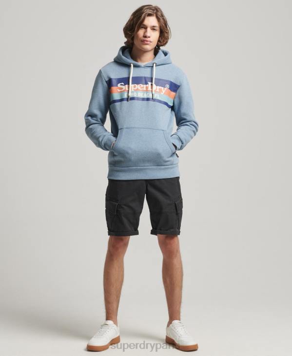 Superdry Hommes sweat à capuche vintage D64Z735 vêtements bleu clair