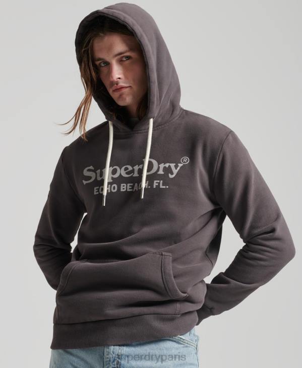 Superdry Hommes sweat à capuche vintage classique D64Z508 vêtements gris foncé