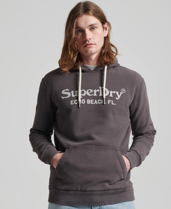 Superdry Hommes sweat à capuche vintage classique D64Z508 vêtements gris foncé