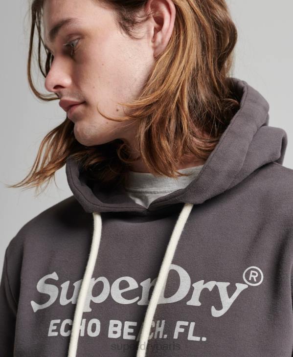 Superdry Hommes sweat à capuche vintage classique D64Z508 vêtements gris foncé