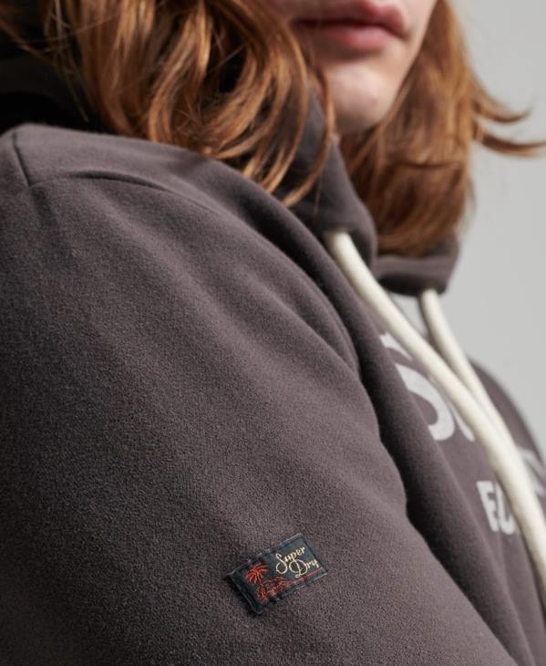 Superdry Hommes sweat à capuche vintage classique D64Z508 vêtements gris foncé