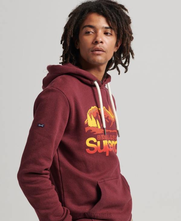 Superdry Hommes sweat à capuche vintage core logo grands espaces D64Z5009 vêtements rouge