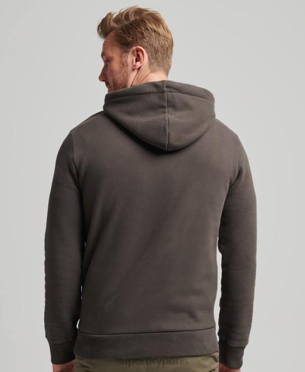 Superdry Hommes sweat à capuche vintage à logo éclair D64Z5073 vêtements gris foncé