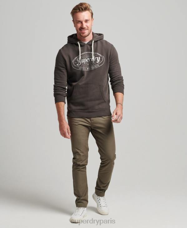 Superdry Hommes sweat à capuche vintage à logo éclair D64Z5073 vêtements gris foncé