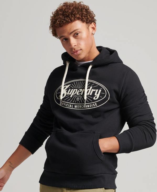 Superdry Hommes sweat à capuche vintage à logo éclair D64Z5166 vêtements gris foncé