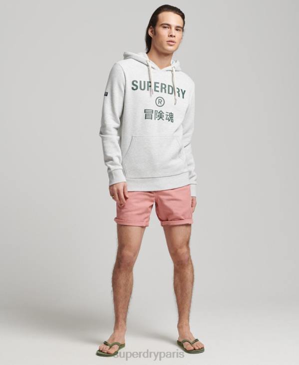 Superdry Hommes sweat à capuche vintage à logo d'entreprise D64Z5184 vêtements gris clair