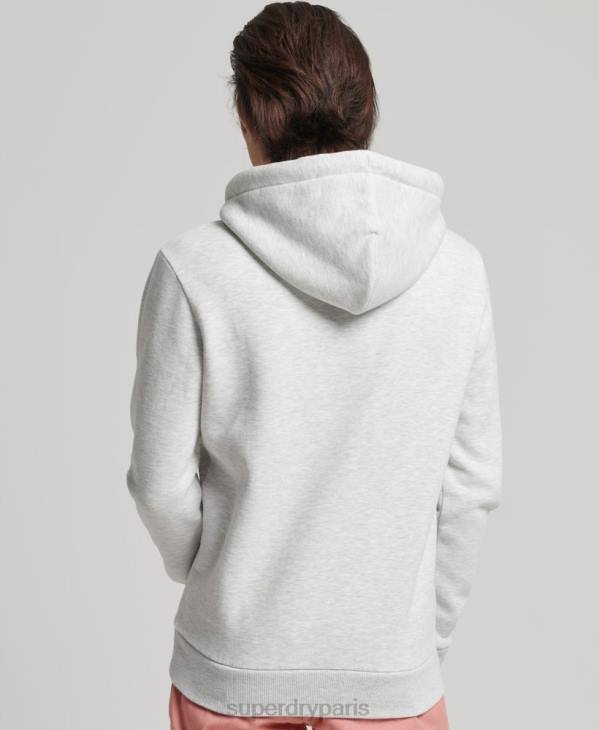 Superdry Hommes sweat à capuche vintage à logo d'entreprise D64Z5184 vêtements gris clair