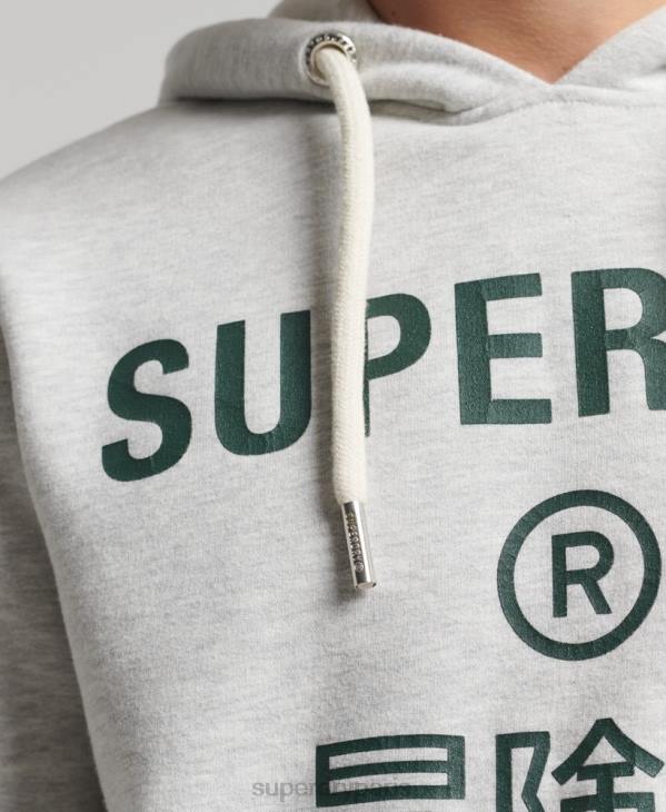 Superdry Hommes sweat à capuche vintage à logo d'entreprise D64Z5184 vêtements gris clair