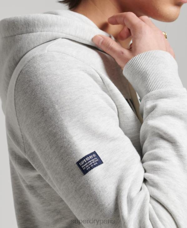 Superdry Hommes sweat à capuche vintage à logo d'entreprise D64Z5184 vêtements gris clair