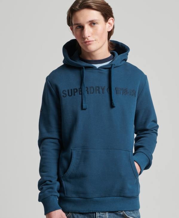 Superdry Hommes sweat à capuche vintage à logo d'entreprise D64Z857 vêtements bleu