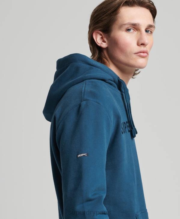 Superdry Hommes sweat à capuche vintage à logo d'entreprise D64Z857 vêtements bleu