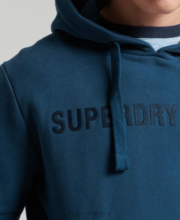 Superdry Hommes sweat à capuche vintage à logo d'entreprise D64Z857 vêtements bleu