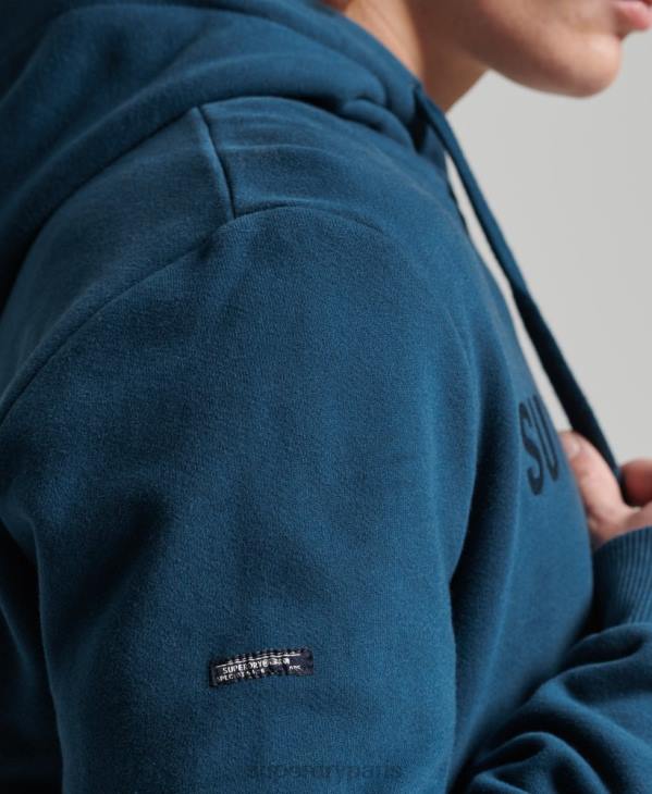 Superdry Hommes sweat à capuche vintage à logo d'entreprise D64Z857 vêtements bleu
