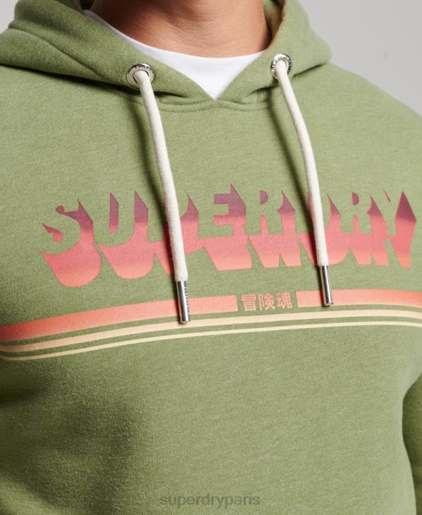 Superdry Hommes sweat à capuche vintage shadow D64Z684 vêtements vert